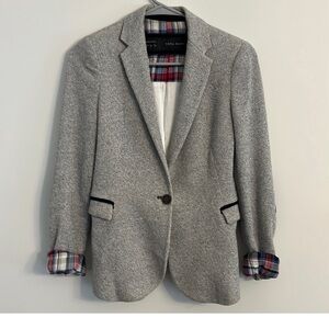 Holiday ready! ❤️Zara Gray Blazer with Black Elbow Patches and plaid inset